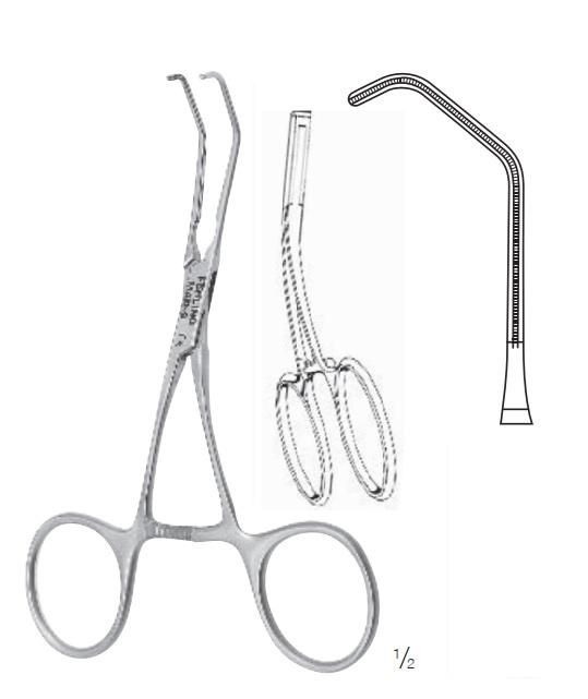 Зажими, хірургічні, атравматичні, педіатричні, винуті, зубчаста щелепа, загальна довжина 145 мм . FEHLING INSTRUMENTS GmbH & Co. KG